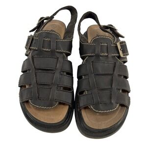 Utility Fisherman Y2K Style Sandals Dark Brown Leather Caged Buckle Mens 9.5
